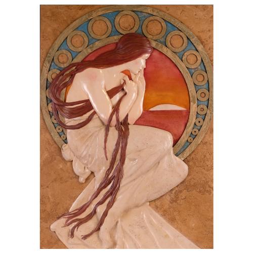 ENRIQUE OREJUDO MENDO SIGUIENDO MODELOS DE ALPHONSE MUCHA (1860-1939). Relieve "La Poesía".