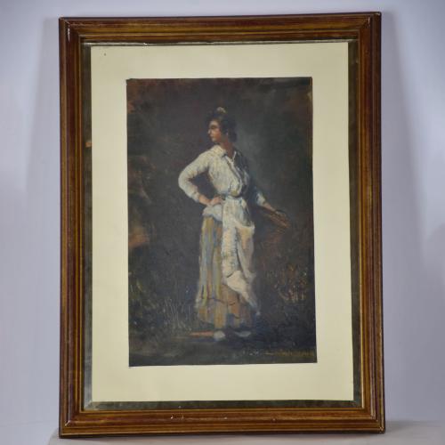 20TH CENTURY SPANISH SCHOOL. 'Woman with a basket'.