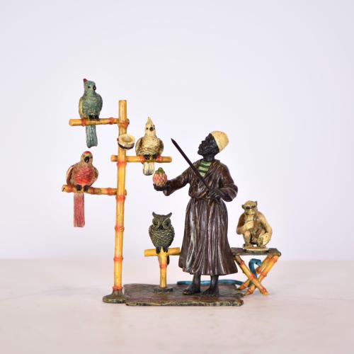 AFTER MODELS BY FRANZ XAVIER BERGMANN, bronze, ‘The Bird Tamer’