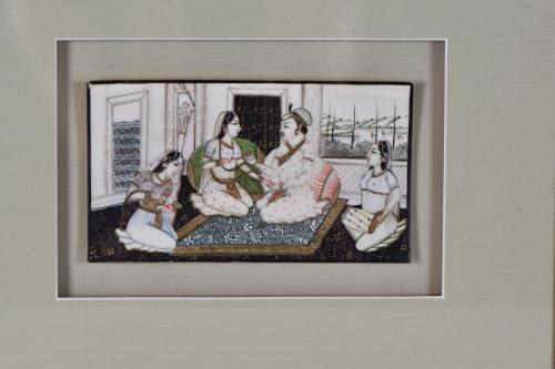 Indian miniatures depicting courtly scenes.