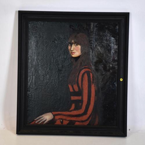 YAGO CESAR (1890-1975).  'Portrait of a girl in a red and black dress'.