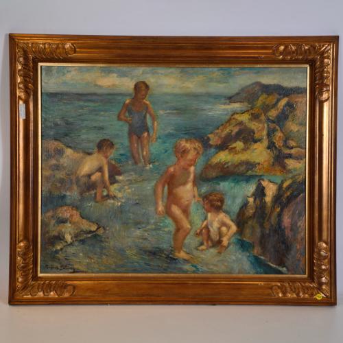 RAFAEL ESTRANY Y ROS (1884-1958). ‘Children on the shore’.