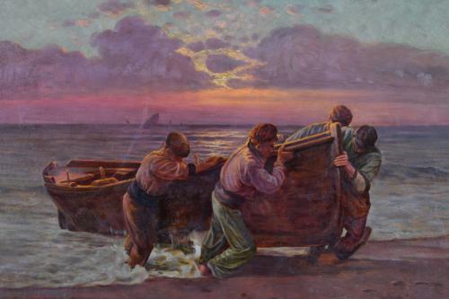 EARLY 20TH CENTURY SPANISH SCHOOL. ‘Fishermen pulling out t