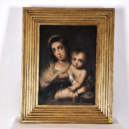 19TH CENTURY, SPANISH SCHOOL. 'Madonna and Child', after the original by Murillo