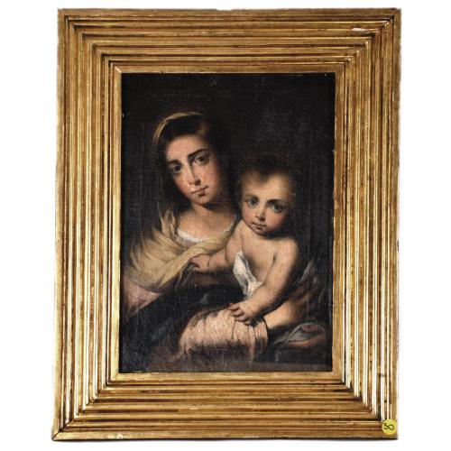 19TH CENTURY, SPANISH SCHOOL. 'Madonna and Child', after the original by Murillo