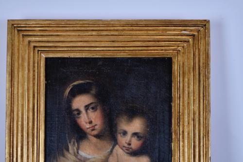 ESCUELA ESPAÑOLA, SIGLO XIX. "Virgen con niño", a partir de