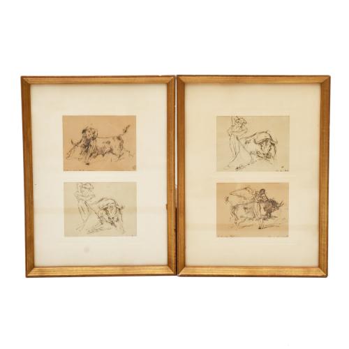 SEGUNDO MATILLA MARINA (1862-1937). 4 dibujos de temática taurina. Circa 1933-36.