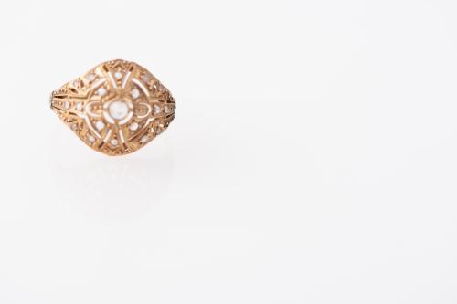 Set of Catalan earrings and ring from the Modernist period.