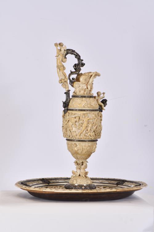 19TH CENTURY GERMAN SCHOOL. Ceremonial dish and ivory jug.
