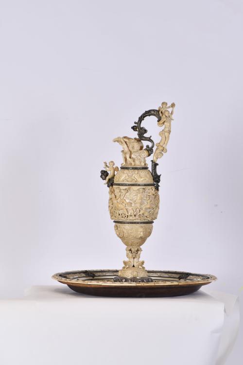 19TH CENTURY GERMAN SCHOOL. Ceremonial dish and ivory jug.