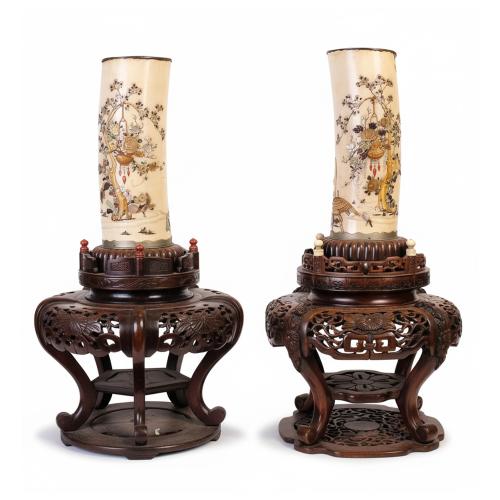 Pair of ivory vessels