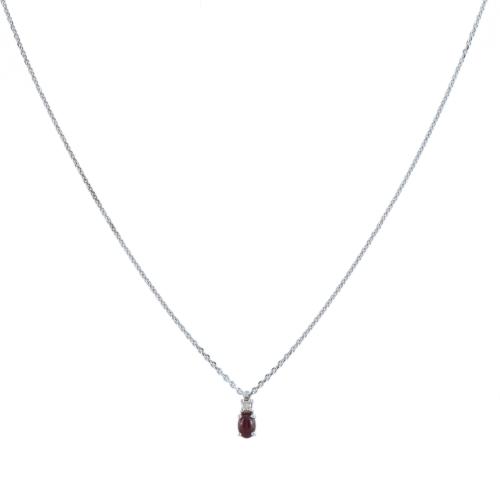 Collar con colgante de diamante y rubi