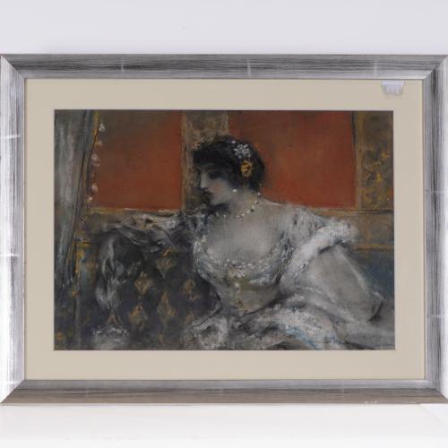 ATTRIBUTED TO RICARD CANALS Y LLAMBÍ (1876-1931). ‘Lady with a pearls necklace’.