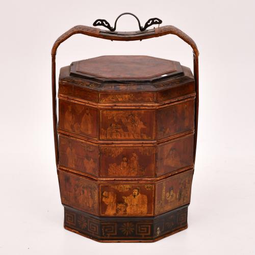 ESCUELA CHINA, DINASTÍA QING, SIGLO XIX. Lote de tres cesta