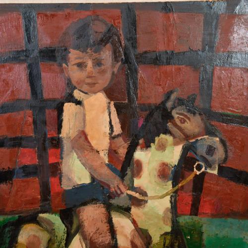 RAMÓN AGUILAR MORÉ (1924-2015). "Niño y caballo de juguete"