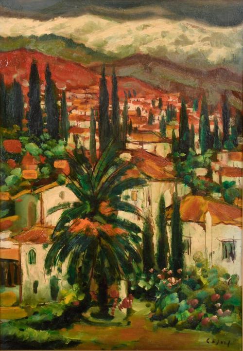 JESUS CASAUS MECHO (1926-2002). "Vista de pueblo".