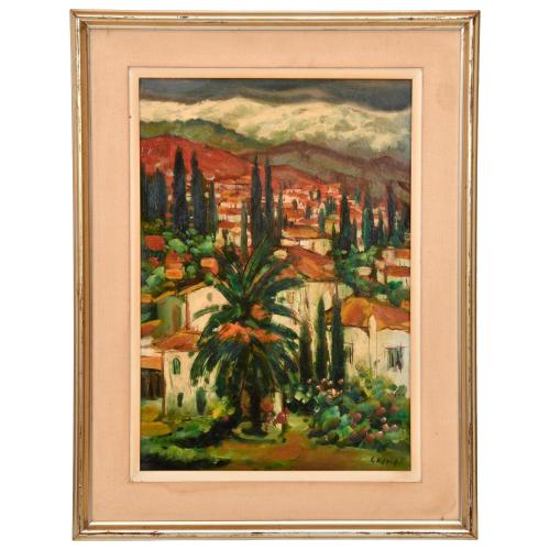 JESUS CASAUS MECHO (1926-2002). "Vista de pueblo".