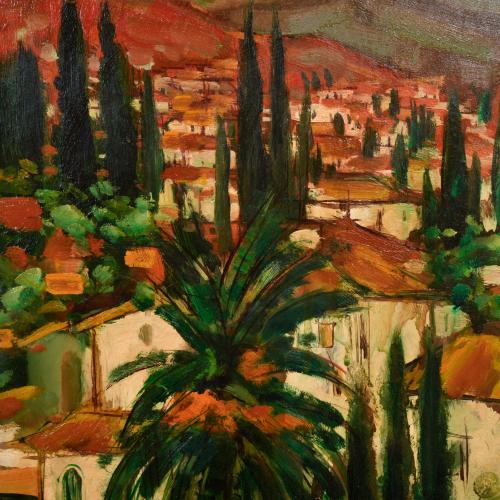 JESUS CASAUS MECHO (1926-2002). "Vista de pueblo".