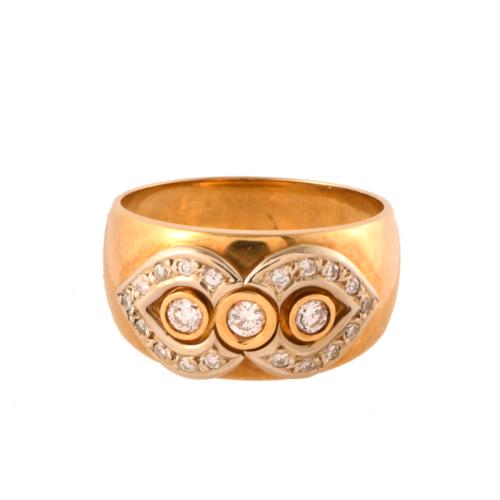 Anillo ancho años 90 con diamantes.