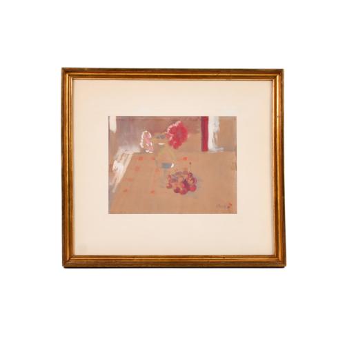 MANOLO HUGUÉ (1872-1945). "Bodegón clavel y uvas".