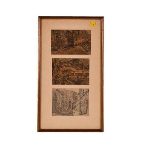 FRANCESC GIMENO ARASA (1858-1927). Tres vistas de Barcelona.