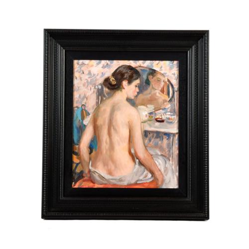 RAMON PICHOT I GIRONÈS (1872-1925). "Joven delante del tocador".