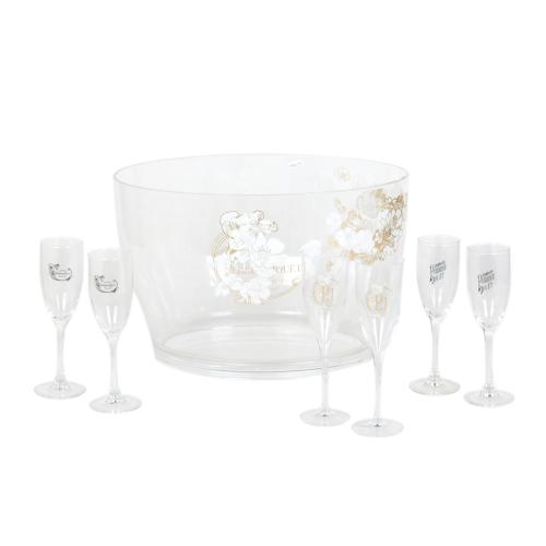 PERRIER JOUET, lote de 18 copas de champán y cubitera 