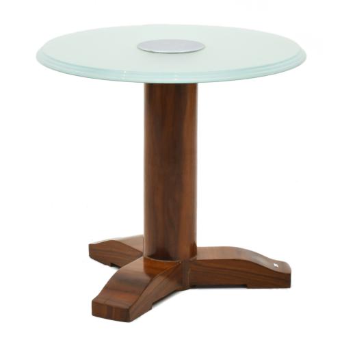 Mesa circular Art Decó con sobre de cristal
