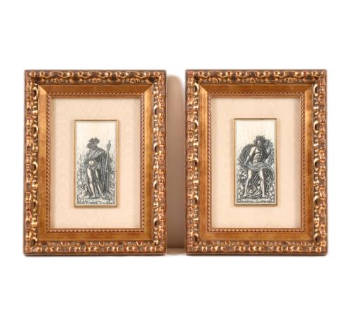 SIGUIENDO MODELOS DE POLIDORO DE CARAVAGGIO, pareja de priograbados 