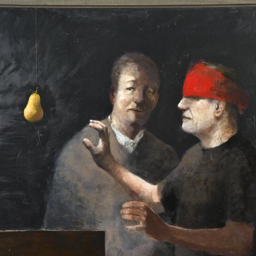 MIGUEL MACAYA (1964). "Dos personajes y una pera".