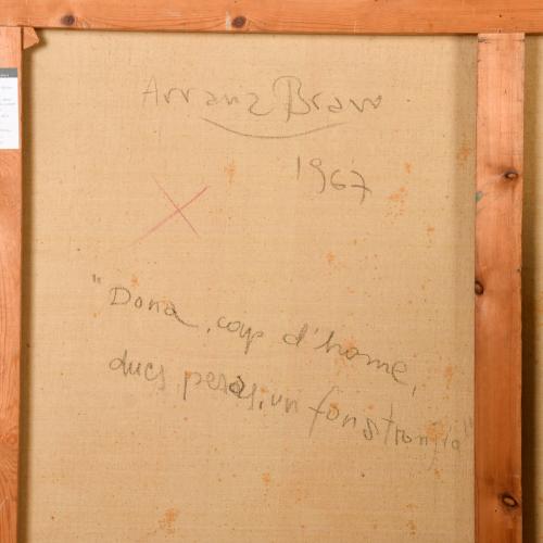 Signed on the front. &#39;Mujer, cabeza de hombre, dos peras y 