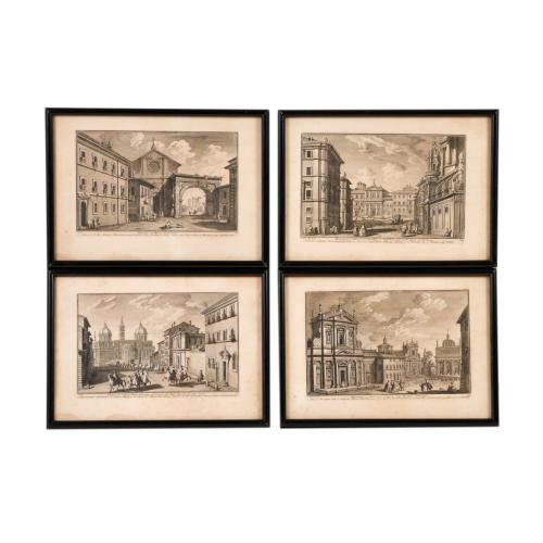 ESCUELA ITALIANA, SIGLO XIX. conjunto de 4 grabados de arquitectura iltaliana.