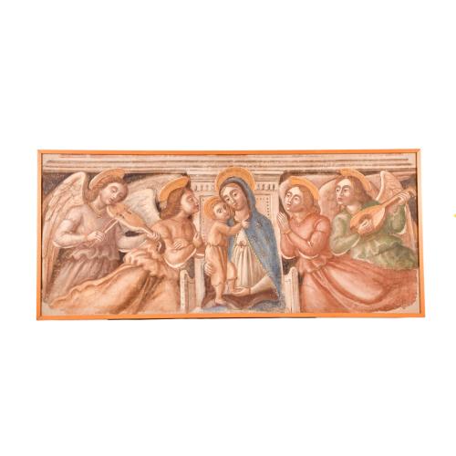 ESCUELA ITALIANA , SIGLO XX. "La Virgen con el niño y angelitos".
