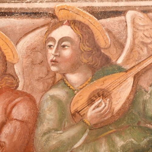 ESCUELA ITALIANA , SIGLO XX. "La Virgen con el niño y angel