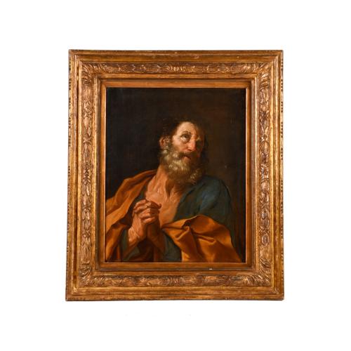ESCUELA ITALIANA, SIGLO XIX. "El arrepentimiento de San Pedro", a partir del original de Guido Reni.