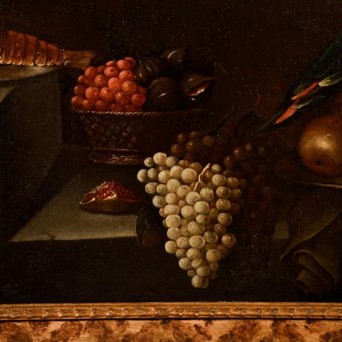 ESCUELA ESPAÑOLA, SIGLO XVIII. "Bodegón con loro".