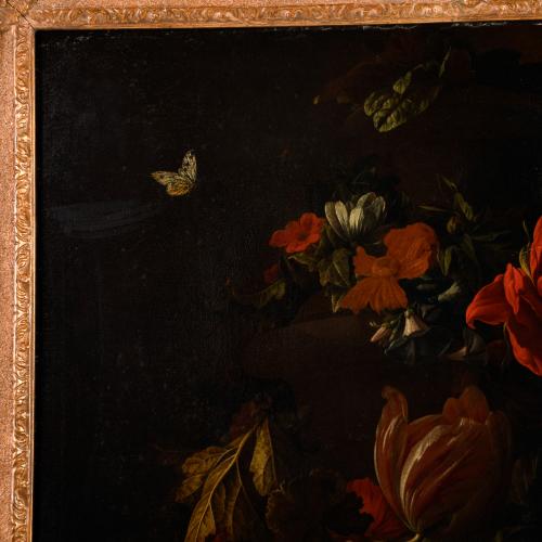 ELIAS VAN DER BROECK (AC. 1650-1708).  "Jarrón con rosas, t