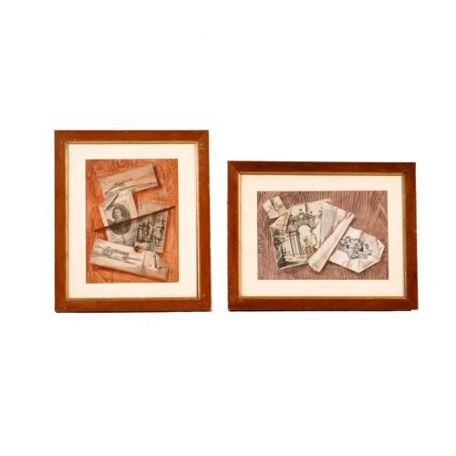 ESCUELA ESPAÑOLA, SIGLO XX. Conjunto de dos trampantojos.