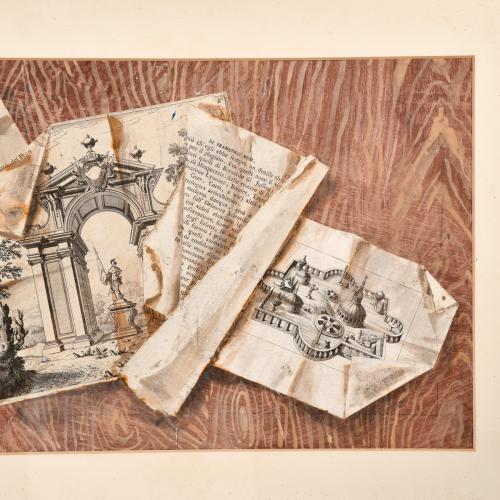 ESCUELA ESPAÑOLA, SIGLO XX. Conjunto de dos trampantojos.