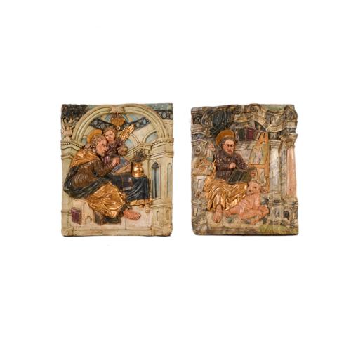 ESCUELA ESPAÑOLA, SIGLO XIX. Relieves de San Mateo y San Lucas