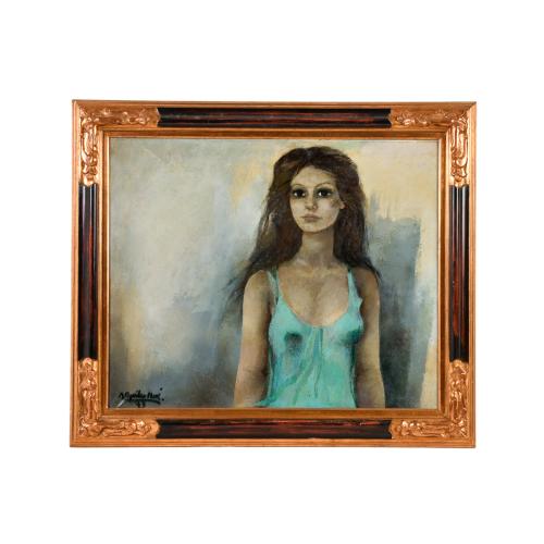 RAMÓN AGUILAR MORÉ (1924-2015). "Joven con camiseta azul", 1973.