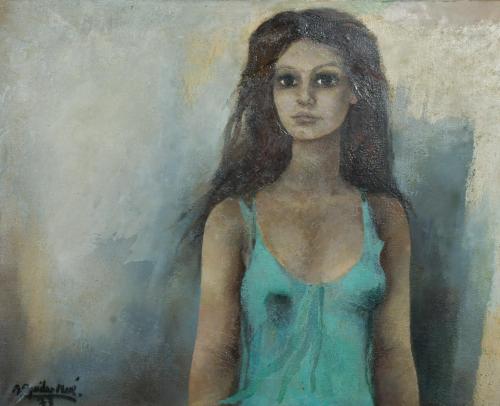 RAMÓN AGUILAR MORÉ (1924-2015). "Joven con camiseta azul", 1973.