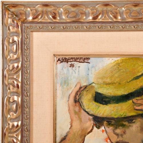 RAMÓN AGUILAR MORÉ (1924-2015). "Retrato joven con sombrero