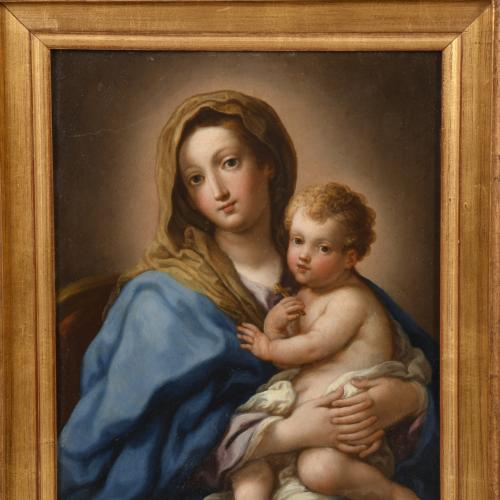 ESCUELA ITALIANA, SIGLO XVIII-XIX. "Virgen con niño".