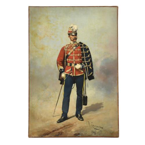 JOSEP CUSACHS I CUSACHS (1851-1908). "Comandante de Husares", 1889.