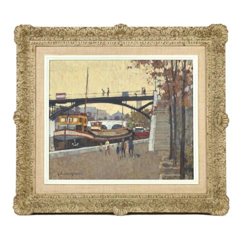 JOSEP VERDAGUER I COMA (1923-2008).  "Barcos y puente".