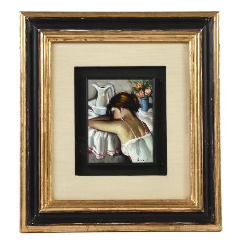 JESUS CASAUS MECHO (1926-2002). "Joven recostada sobre la mesa".