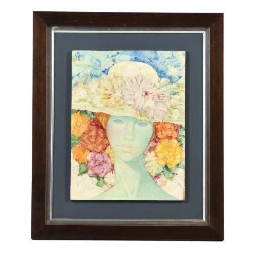 GABRIEL PORTOLÉS (1930).  "Mujer con sombrero", 1978.