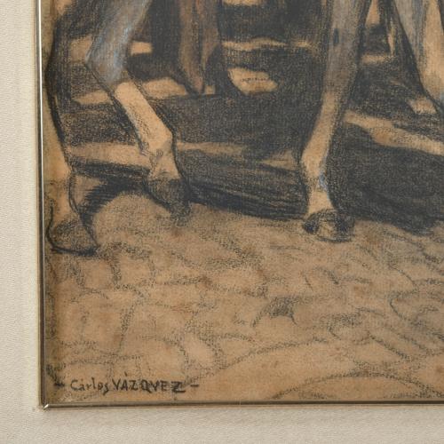 CARLOS VÁZQUEZ (1869-1944) "Mujer y caballos", 1907.