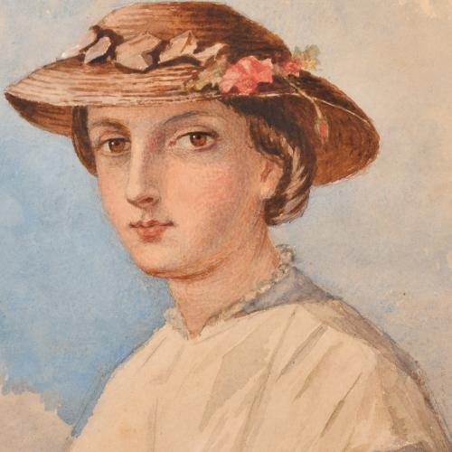 ESCUELA INGLESA, SIGLO XX. "Retrato joven con sombrero".